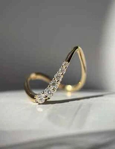 Anillo de boda bonito único para mujer de oro amarillo de 14 quilates de más de 1,0 quilates corte redondo circonita cúbica - Imagen 1 de 10