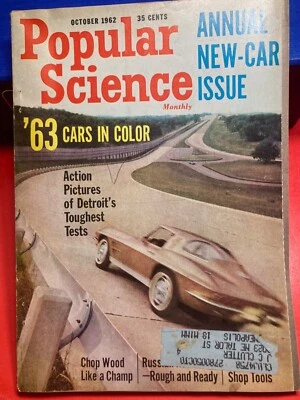 RARE POPULAR SCIENCE ANNUAL NEW CAR ISSUE OCT 1962  63 SPLIT WINDOW CORVETTE - Image 1 of 4