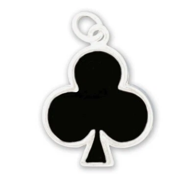 黑色珐琅俱乐部扑克牌套装赌博 925 纯银小饰品 — 第 1/4 张图片