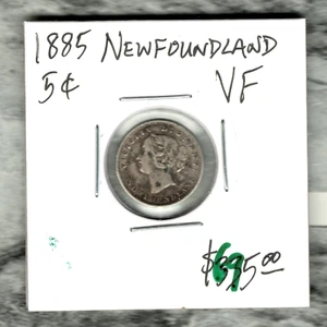 NEWFOUNDLAND - BEAUTIFUL RARE QV SILVER 5 CENTS, 1885 (BEST DATE) , KM# 2 - Picture 1 of 3