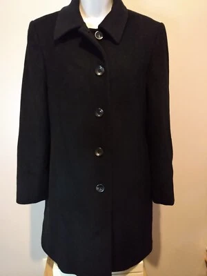 Abrigo Jones New York Petite Mezcla de Lana Negro Abotonado Manga Larga para Mujer 6P Foto 1 de 4