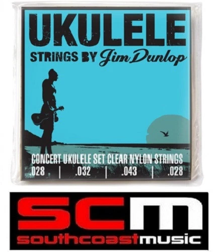 Clear DUNLOP UKULELE UKE STRINGS STRING SET CONCERT GAUGE .028 .032 .043 .028 - Image 1 of 1