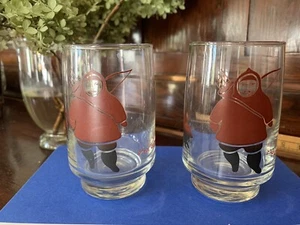 Dominion Glass Short Tumblers Set Of 2 Arnaktauyok Design Dark Red Vintage - Picture 1 of 4