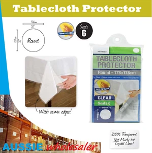 AU round 178cm Diameter 6s Transparent Plastic Tablecloth Protector PVC Dining - Picture 1 of 1