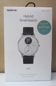 Withings Steel HR Hybrid Smartwatch 38mm Silver Bezel and Marine Silicone Band - Picture 1 of 16