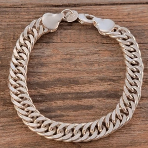 Bracciale Catena Placcato Argento Maglia Cubana Unisex 8 - Foto 1 di 6
