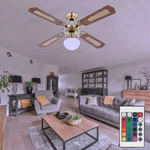 Ventilatore da Soffitto Lampada Telecomando LED Cambiamento di Colore Regolatore - Foto 1 di 12