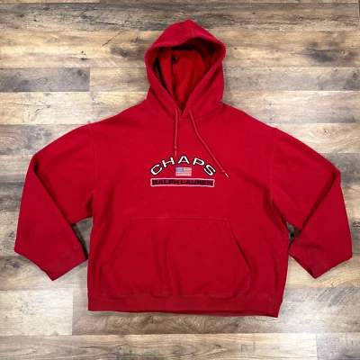 Chaps Ralph Lauren Sudadera con Capucha Adulto Grande Roja Sudadera con Capucha Deletrear Pullover Foto 1 de 4