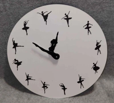 New Ballerina Wall Clock 12" White and Black Legs are the Minute and Hour Hands - Image 1 of 2