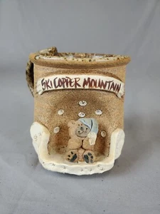 Taza de cerámica artística esculpida en 3D esquí purgatorio montaña gres rústico oso de arcilla - Imagen 1 de 5