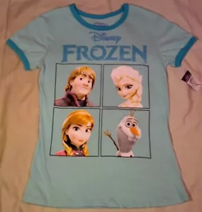 Disney's Frozen Elsa Anna Olaf Kristoff Women's T-Shirt Blue Medium *NEW w/ TAGS - Picture 1 of 4