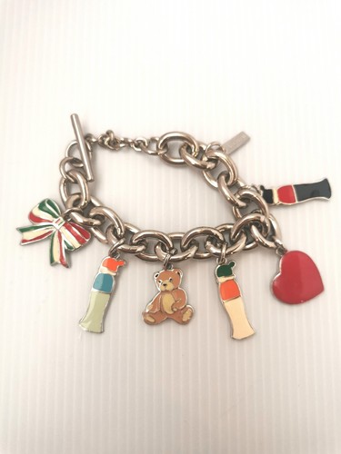 Bracciale Vintage Moschino Charm Argento 900 Smalto Designer Gioielli Elegante