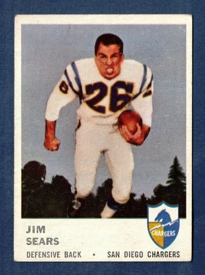 1961 Fleer Jim Sears (RC) #164 San Diego Chargers VGEX - Image 1 of 2