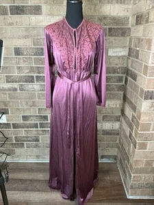 Vintage 70er Jahre Vassarette Maxi Nachthemd mit Morgenmantel rot burgund Gr. 36 & 34 - Bild 1 von 18