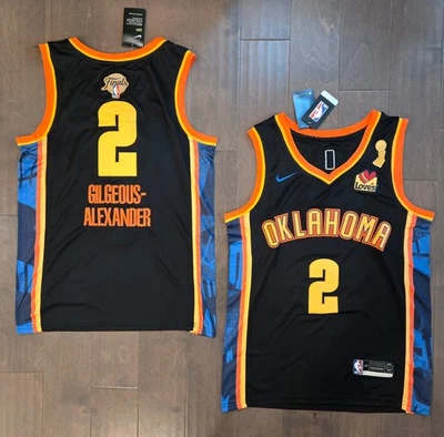 OKC Thunder #2 Shai Gilgeous-Alexander Stitched Black NBA Finals Champs Jersey - Image 1 of 3