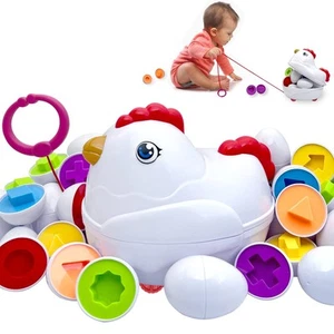 Easter Matching Eggs Toddler Toy with Push & Pull Chicken Box, 12 Pcs Montess... - Picture 1 of 6