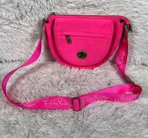 Lilly Pulitzer Giavanna Neoprene Crossbody Bag Neon Hot Pink Adjustable Strap - Picture 1 of 10