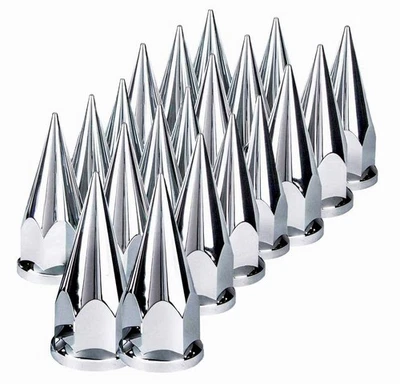 20 pcs of 33mm Chrome Screw-on Super Spike Lug Nut Covers for Semi Trucks Foto 1 de 4