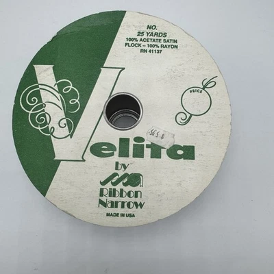 Flocked Velvet Black Ribbon Velita Waterproof 25 Yards Holiday Christmas NEW - Image 1 of 4