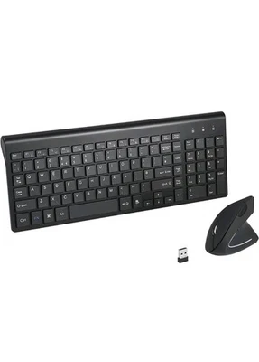 2.4GHz Wireless Vertical Ergonomic Mouse and Keyboard Combo Ultra-Thin Portable - Image 1 of 4