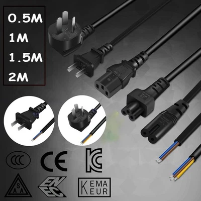 Kettle Lead Power 0.5/1/1.5/2M Long Cable 2 3 Pin Plug Cable Cord PC Monitor TV - Image 1 of 4