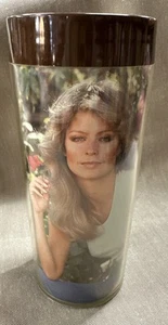 Vintage 1977 Farrah Fawcett mit roter Rose Thermo Serv USA Trinken Reisebecher 12oz - Bild 1 von 2