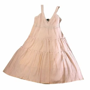 NWT Chaudry KC Dress Boho Lightweight Peach Tiered Ruffle Cotton Sundress S - Picture 1 of 6