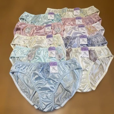 [10 Set] US size 2XL, JP 5L, Nylon Smooth Shiny Tricot Lace Japanese Panties 783 - Image 1 of 4