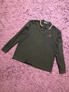 Camisa Polo FRED PERRY Para Hombres Manga Larga Algodón XL Envejecida Desteñida al Sol Rara Unisex - Imagen 1 de 14