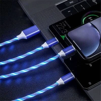 Charger Cable Cord Type-C IOS LED Light Up Flowing Glowing Fast Charging Phone - Image 1 of 4