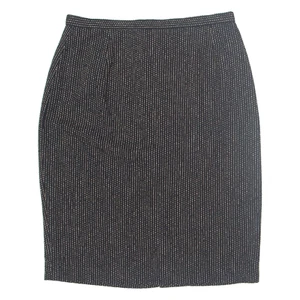 MAX MARA Knee Length Pencil Skirt Black Wool Striped Womens UK 12 - Picture 1 of 8