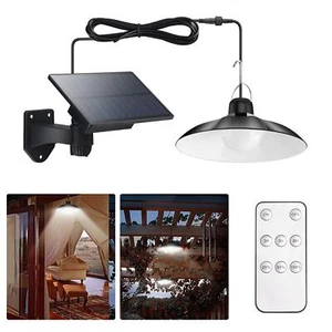 LED Solar Power Pendant Shed Lights Garage Barn Yard/Outdoor Indoor Hanging Lamp - Picture 1 of 12