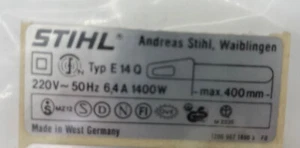 Stihl Ersatzteil Leistungsschild E14 - 1206-967-1800 - Bild 1 von 1