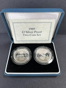 Royal Mint 1989 Silver Proof £2 Two Coin Set Bill Of Rights Boxed - Picture 1 of 13
