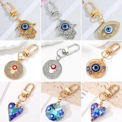 Fashion Turkish Lucky Evil Eye Crystal Keychain Keyring Women Men Charm Jewelry - Image 1 of 4