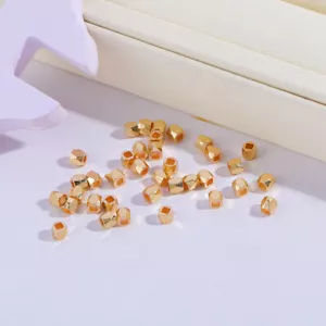 10pcs 18K Gold Plated On Brass Metal 3mm Cube Facted Beads For Jewelry Making - Picture 1 of 4