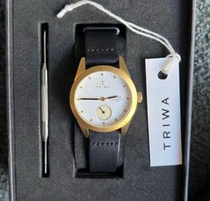 $219 Triwa Womens Ivory Aska Watch Thin Gold Leather 32mm Swedish w Box - Picture 1 of 10
