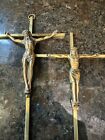 Vintage 1969s Brass Crucifixion Figurine || Jesus Catholic Wall Hanging Lot Of 2
