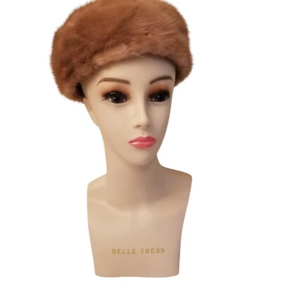 Vintage Guy& Kay Anderson Mink Pill Box Hat Netting Top Light Brown - Image 1 of 4