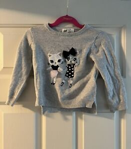 H&M Girls Grey Sequined Sweater Sz 1 1/2-2Y