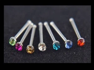 12 pcs Surgical Steel Nose Studs Mixed Colours Rhinestone - £2 Only - Picture 1 of 3