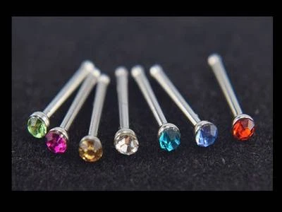 12 pcs Surgical Steel Nose Studs Mixed Colours Rhinestone - £2 Only - Изображение 1 из 3