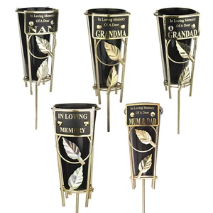 Memorial Grave Flower Vase Holder with Metal Spike Graveside Memorial Decor - Picture 1 of 17