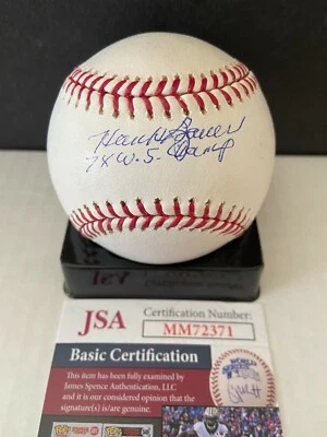 HANK BAUER SIGNED RAWLINGS BASEBALL AUTOGRAPHED JSA COA INSCB 7X WS CHAMP YANKEE - Image 1 of 4