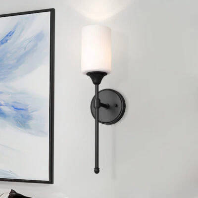 Aplique de Pared Moderno Vidrio Blanco Negro Baño Tocador Luz Salón Cocina Foto 1 de 4