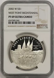 2002-W West Point Bicentennial $1 NGC PF69UCM Silver Modern Commemorative Dollar - Picture 1 of 4