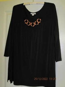 Ladies Nouvelle Woman black with bamboo accents Size 20 blouse top - Picture 1 of 4