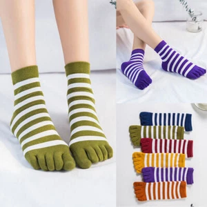 5 Paar Damen Fünf Finger Knöchel Zehen Socken Gestreift Bequem Freizeit SPORTS - Bild 1 von 12
