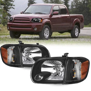 For 2005-2006 Toyota Tundra 05-07 Sequoia Black Headlight Assembly Headlamps L+R - Picture 1 of 8