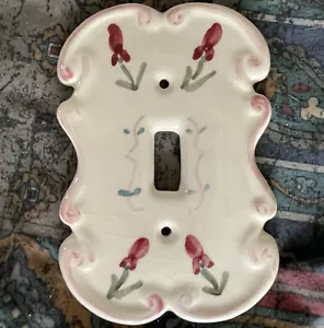 Vintage Floral Porcelain Single Light Switch Plate Cover pottery by levine red - Picture 1 of 4